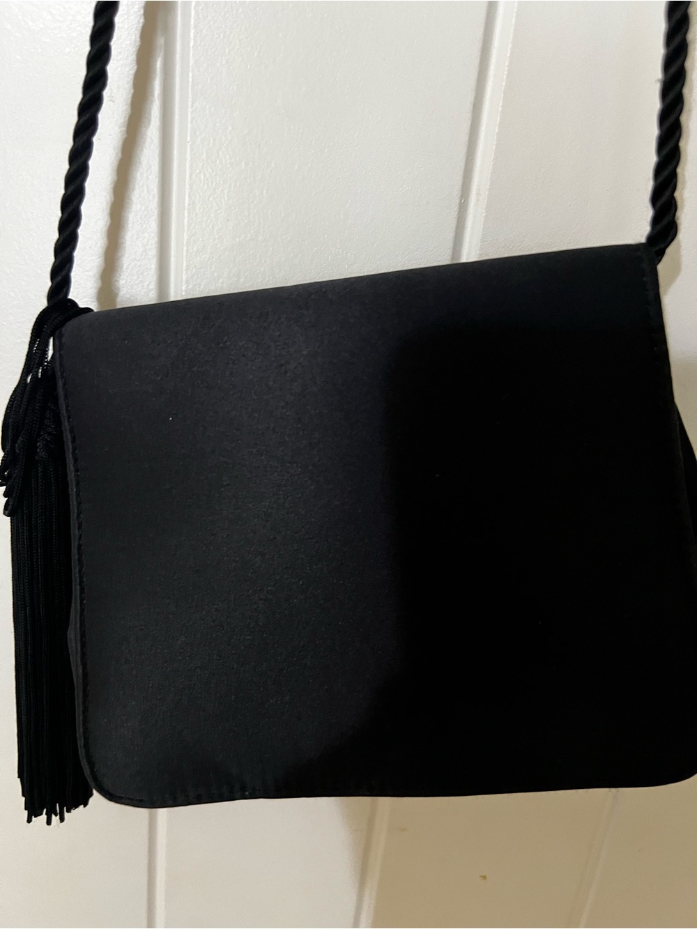 Classic Black Women's Crossbody Bag with Tassel